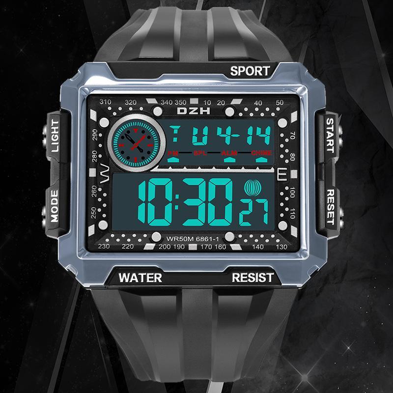 ■★メンズ腕時計 多機能スポーツ腕時計 スクエアバックライト デジタル腕時計 088_画像3