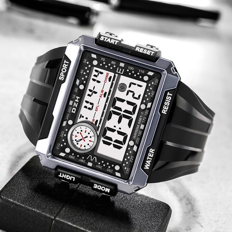 ■★メンズ腕時計 多機能スポーツ腕時計 スクエアバックライト デジタル腕時計 088_画像4