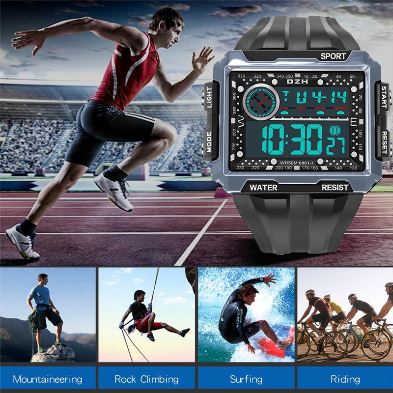 ■★メンズ腕時計 多機能スポーツ腕時計 スクエアバックライト デジタル腕時計 088_画像5