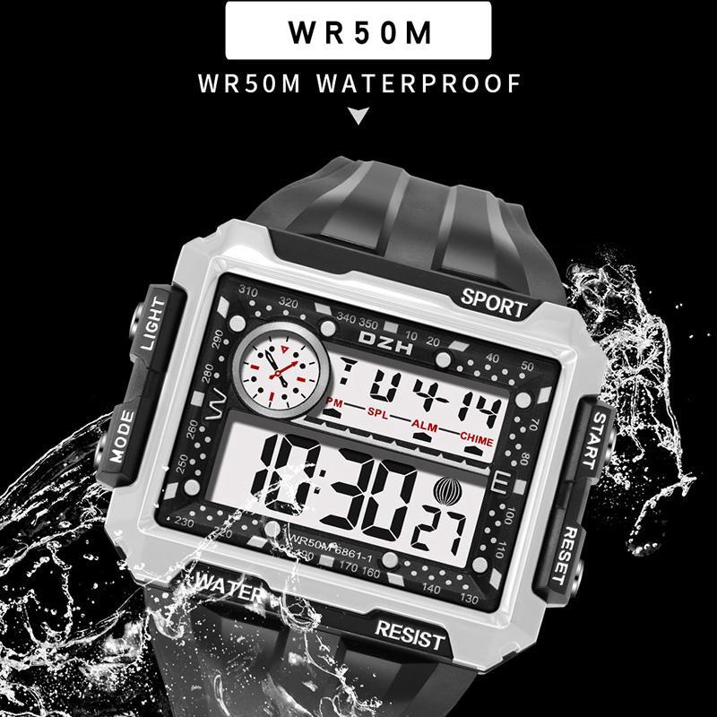 ■★メンズ腕時計 多機能スポーツ腕時計 スクエアバックライト デジタル腕時計 088_画像2