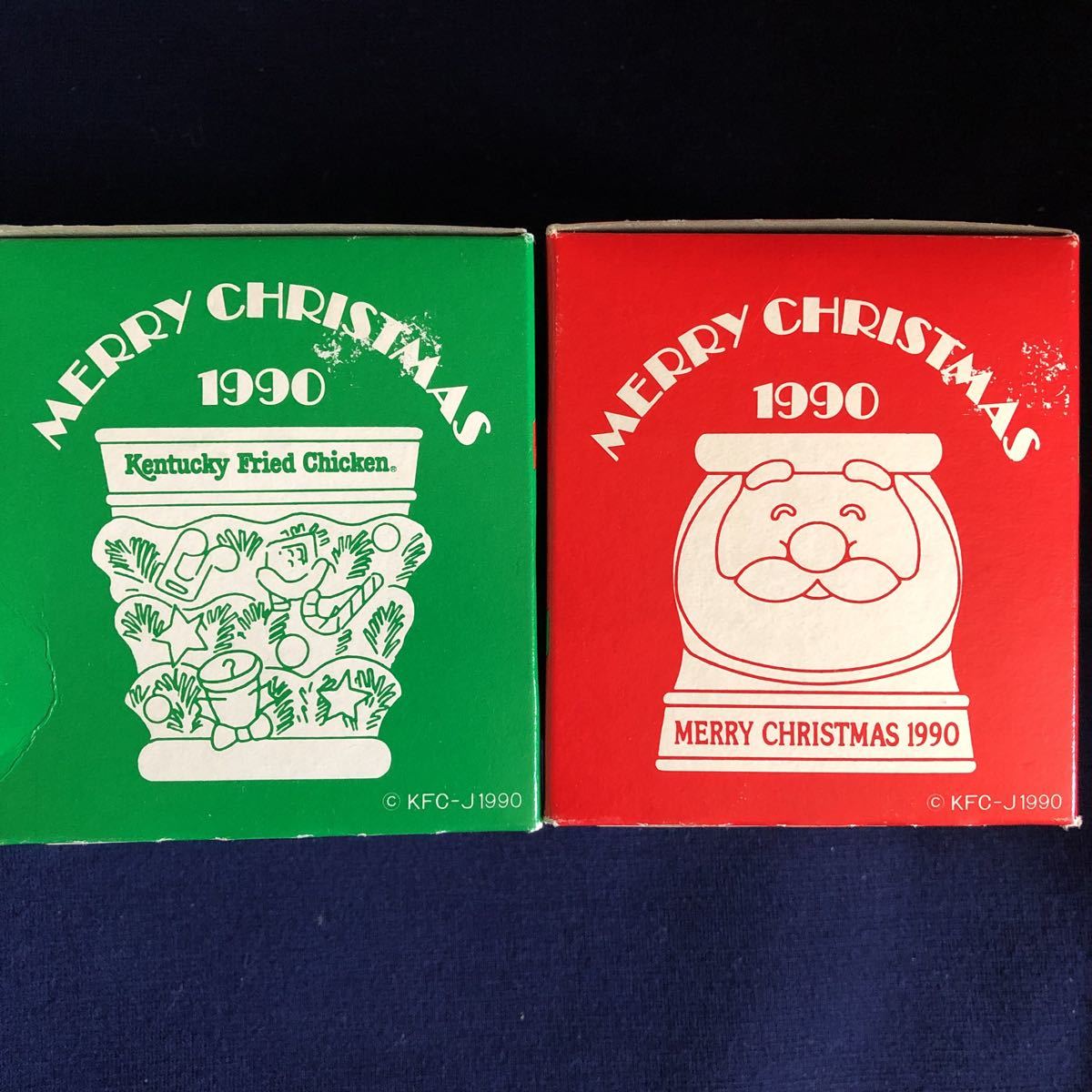 * retro * ultra rare not for sale 1990 year KFC Christmas candle glass 2 piece set Novelty that time thing 
