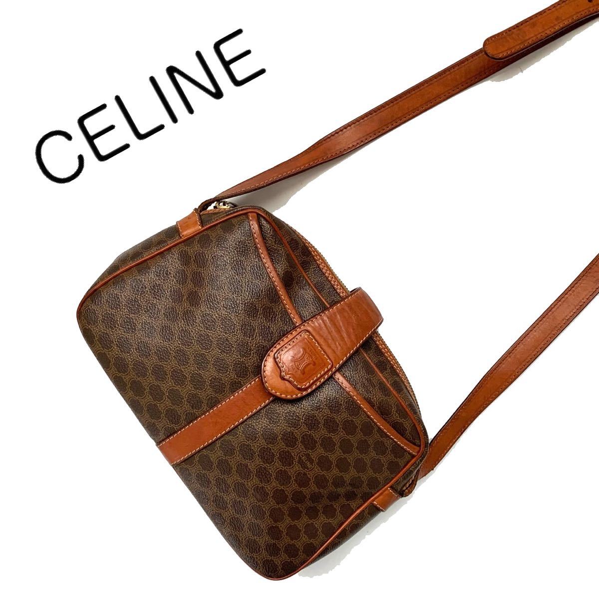 celine セリーヌ マカダム柄 ショルダーバッグ 斜め掛け ホック