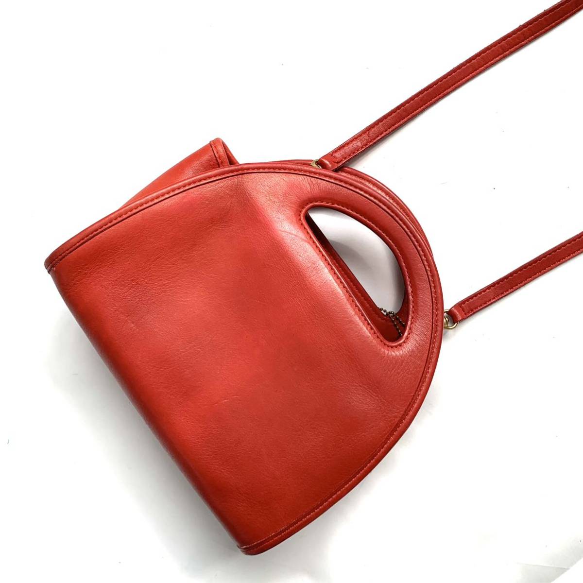 old coach オールドコーチ ショルダーバッグ ハンドバッグ レッド 赤系 本革 レザー カバン ヴィンテージ 斜め掛け