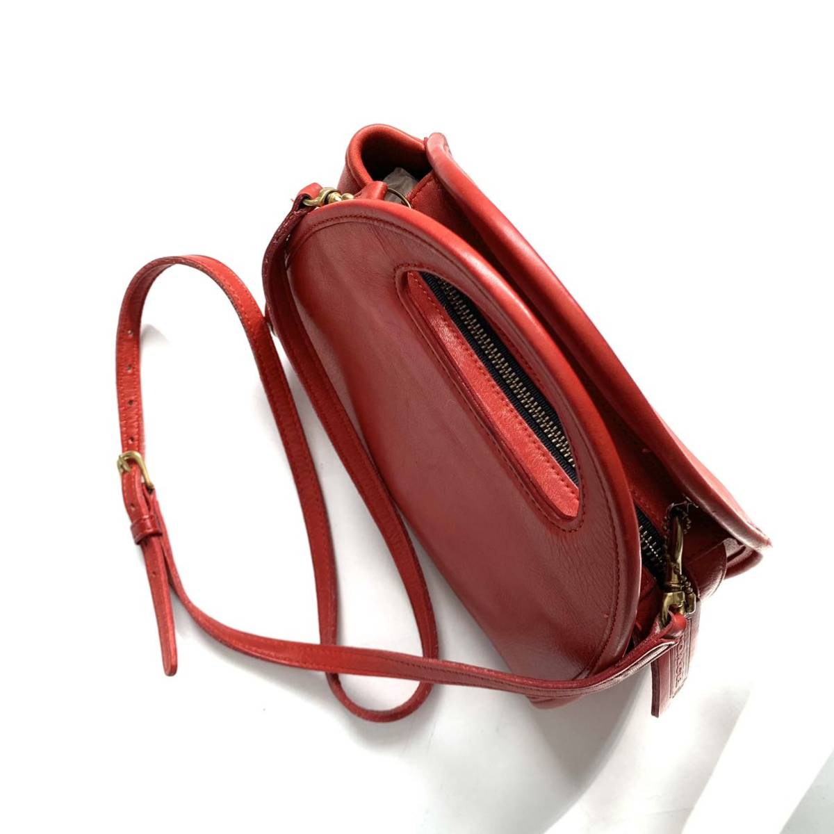 old coach オールドコーチ ショルダーバッグ ハンドバッグ レッド 赤系 本革 レザー カバン ヴィンテージ 斜め掛け