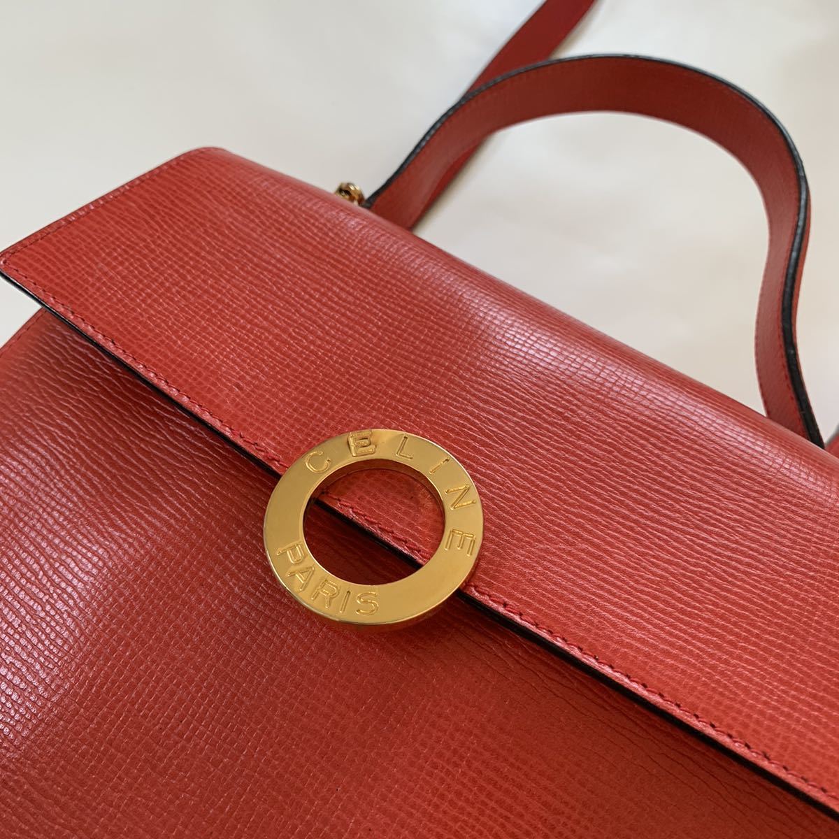 Celine セリーヌ レア品 斜め掛け 金具 サークルロゴ 2way ショルダー