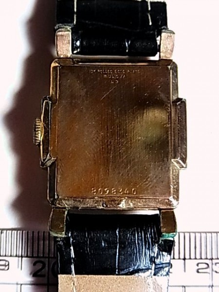 BULOVAブローバ腕時計10K金張り手巻きスイス製2針スモセコ角形レクタンギュラー アンティーク ビンテージ男性メンズ女性レディース