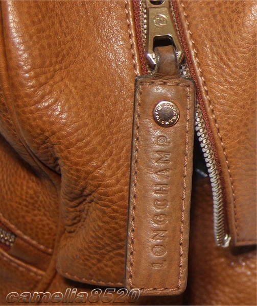 ロンシャン Longchamp ハンドバッグ Cosmos 茶色 ブラウン レザー 本革 チュニジア製 中古 美品_画像3
