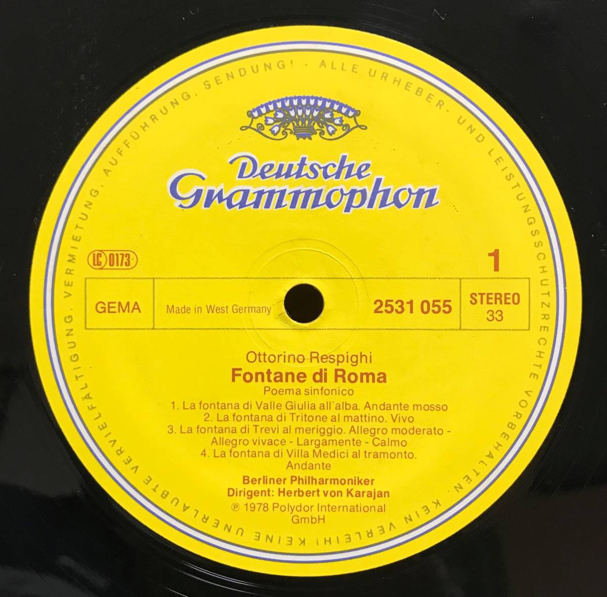 .DGG*kalayanre Spee gi:{ Rome. fountain }&{ Rome. pine } Berlin * Phil * west Germany Press LP super height sound quality ultra rare 