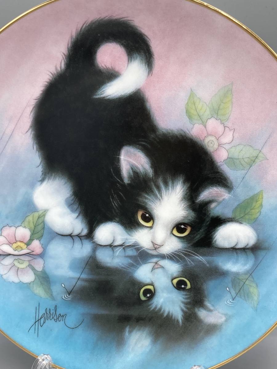 限定品 ハミルトンコレクション Rainy Day Friends ネコ 猫 飾り皿 絵皿 皿 ①③ (1)_画像2