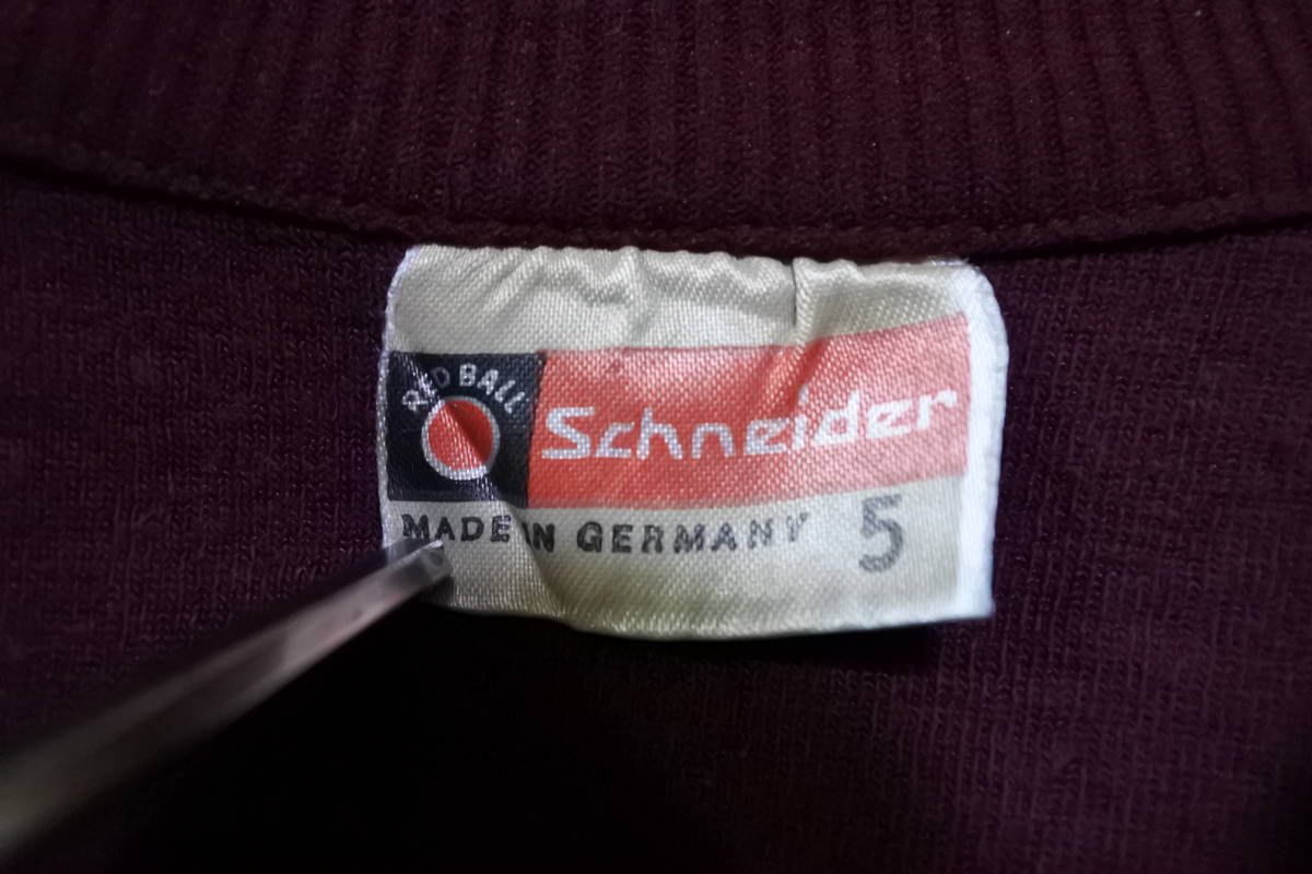 70's-80's Schneider ユーロ トラックジャケット ハイネック ジャージ size 5 ボルドー系 ドイツ製 無地 OPTI_画像6