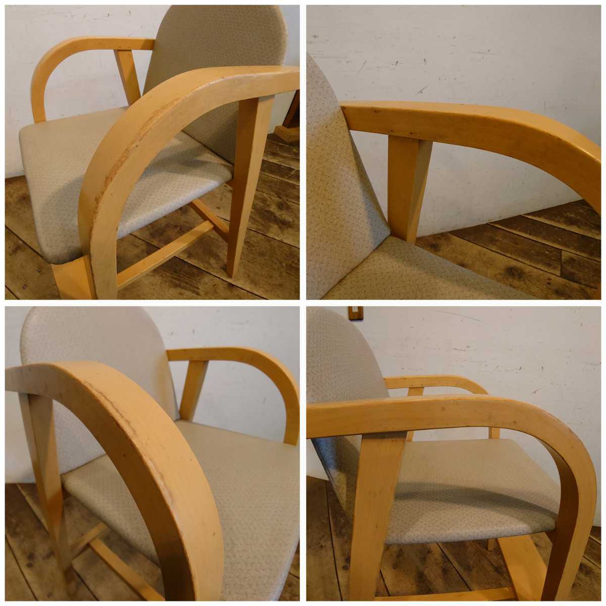  Akita woodworking Vintage . for infant high chair beige B CC-054/ bending tree retro modern Northern Europe style store furniture dining baby chair 