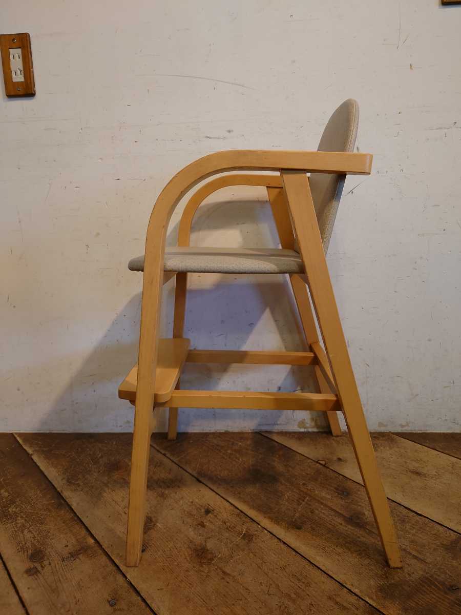  Akita woodworking Vintage . for infant high chair beige B CC-054/ bending tree retro modern Northern Europe style store furniture dining baby chair 