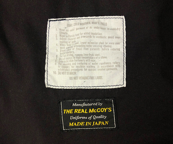 THE REAL McCOY'S リアルマッコイズ FIELD JKT M-65 Black Dyed Tiger Stripe Jacket ジャケット 黒 サイズXS 正規品 A80/25251 ★_画像8