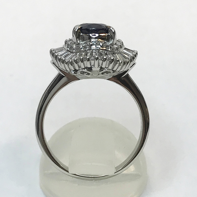 Pt900 天然 サファイア 2.50ct ダイヤ 0.91ct リング 指輪 Ring
