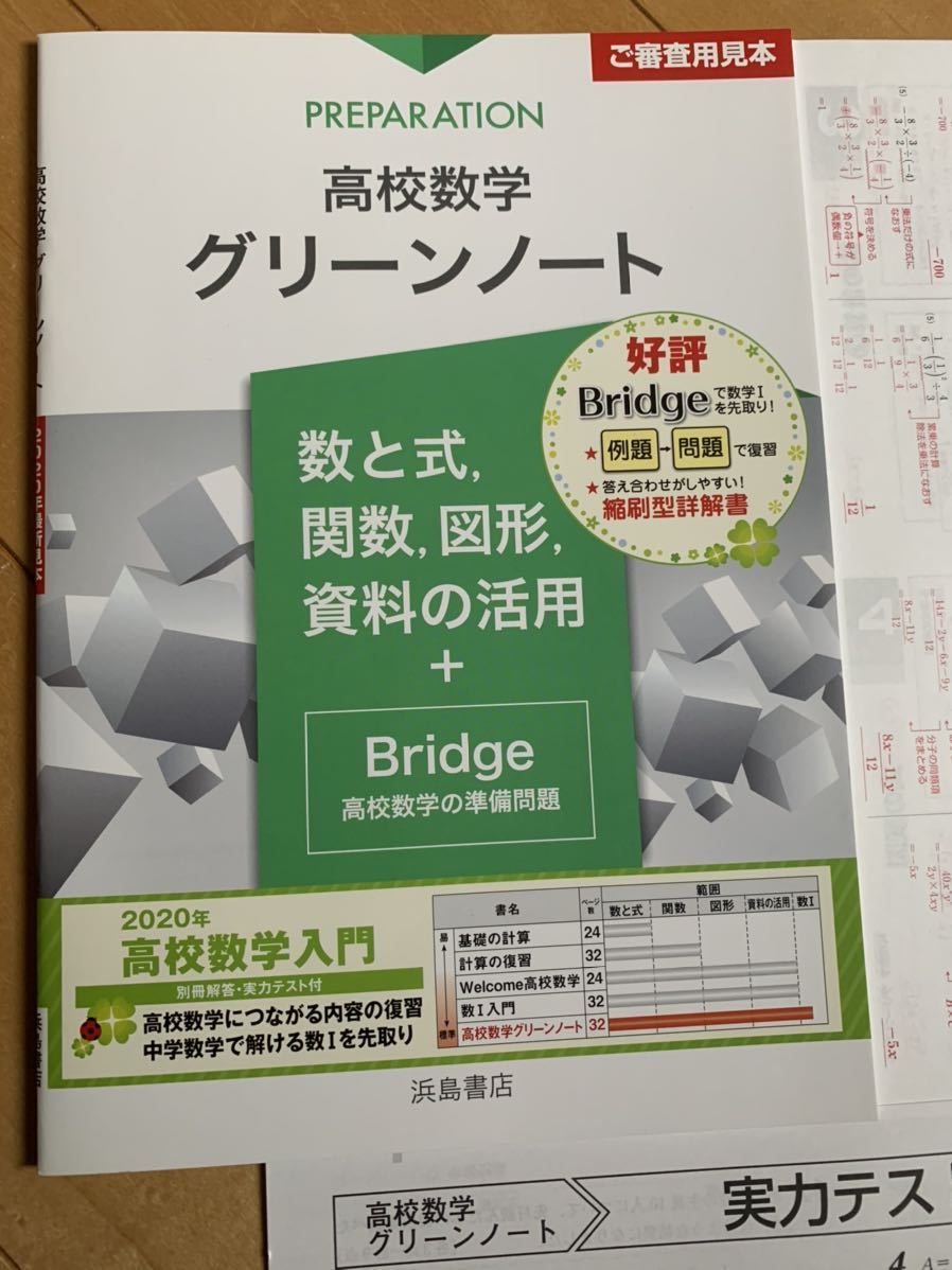 高校数学　グリーンノート　高校数学入門　数と式　関数　図形　資料の活用_画像2