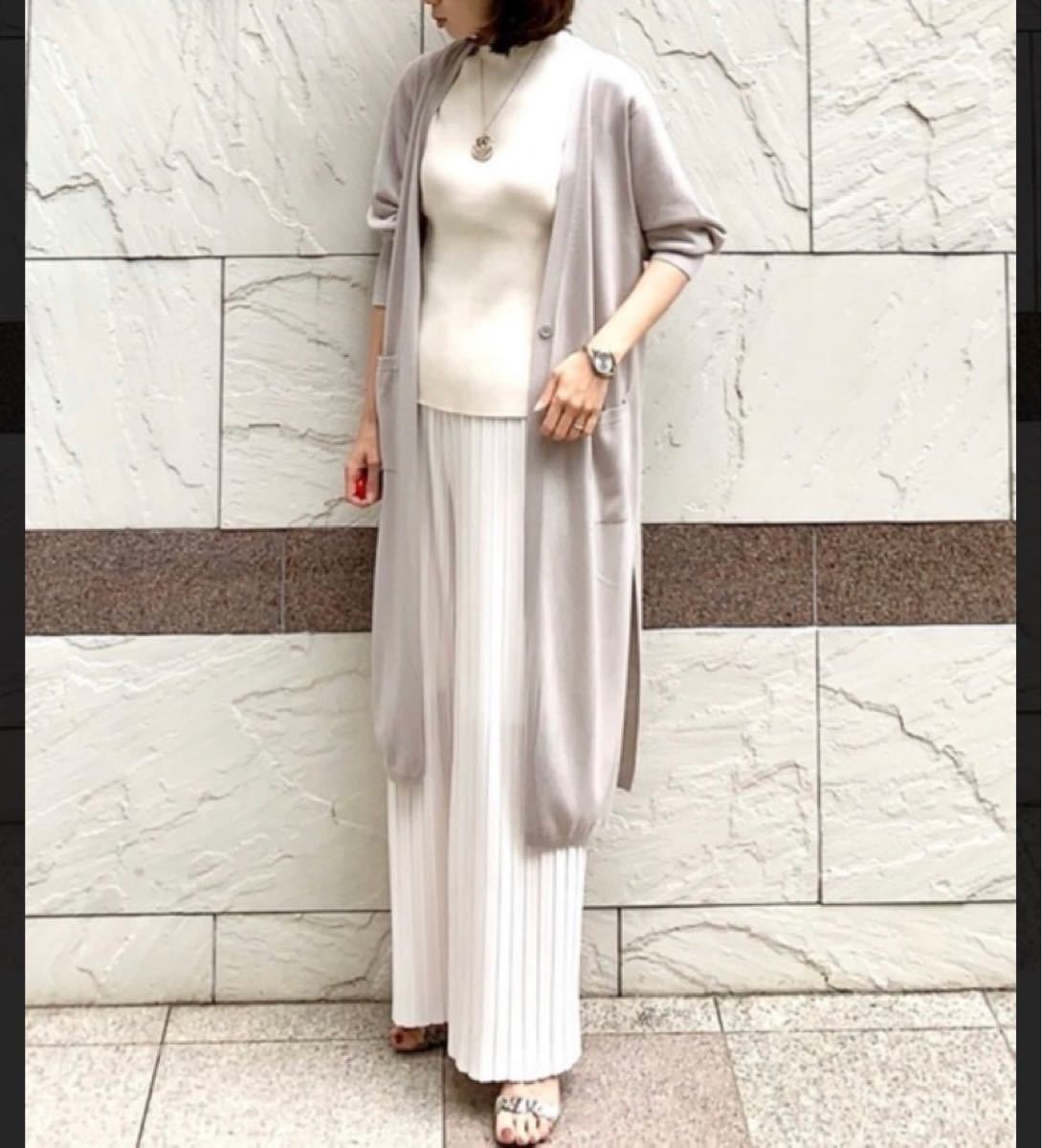【美品】ユニクロ UVカットスリットロングカーディガン ライトグレー