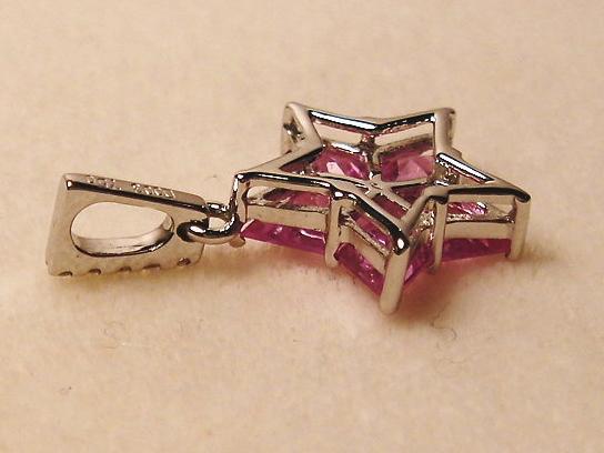 PE638:K18WG розовый сапфир diamond подвеска 