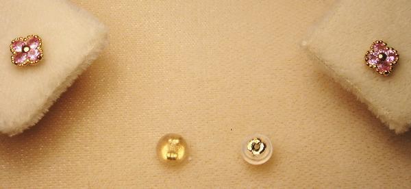 天然石 ピンクサファイア ピアス K18YG-