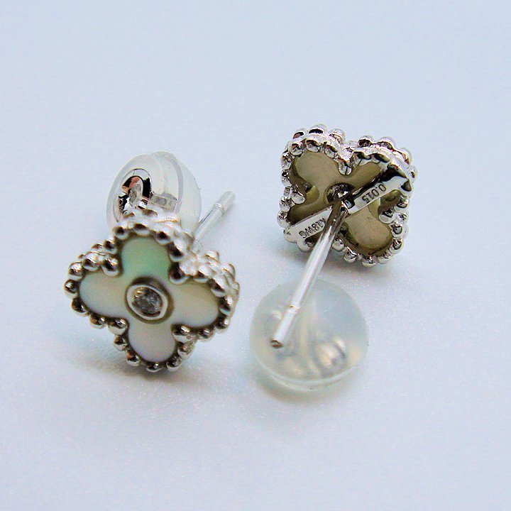 PC1376:K18WG White Butterfly . diamond earrings 