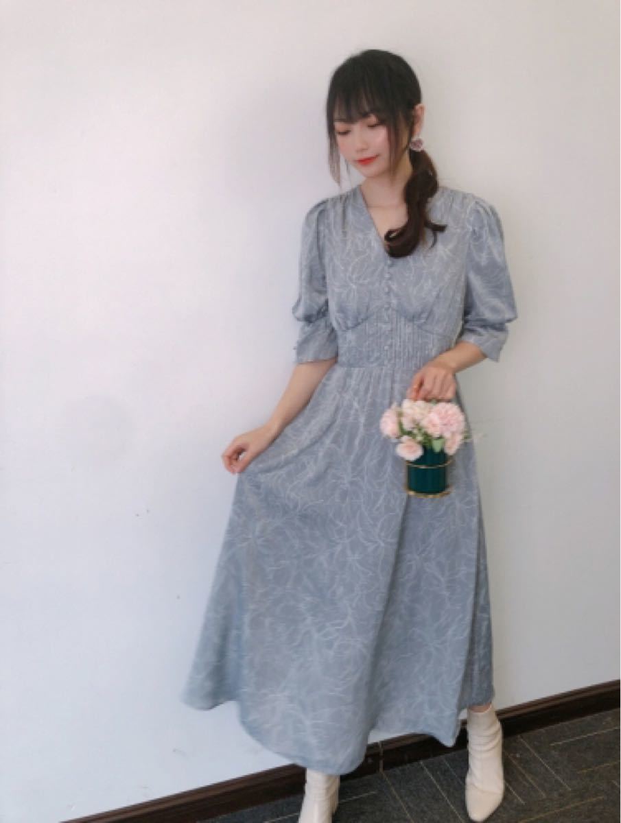 ラインフラワーウエストギャザーワンピース GRL snidel ラインフラワーウエストギャザーワンピース GRL snidel
