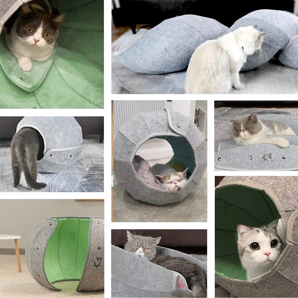 【週末セール！】猫ハウス　猫ドーム　猫ベッド　ペットベッド　ペットマット　グリーン にゃんこ 猫雑貨 猫グッズ