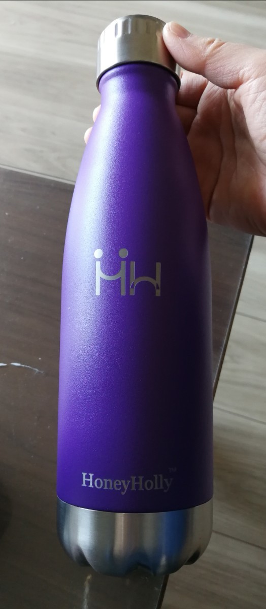 真空断熱保温保冷水筒500ml 紫色(カバー付き)