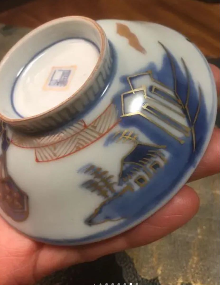 A219 古伊万里 染錦手 黒船図 蓋茶碗 5客 | navegadorinternet.com.br