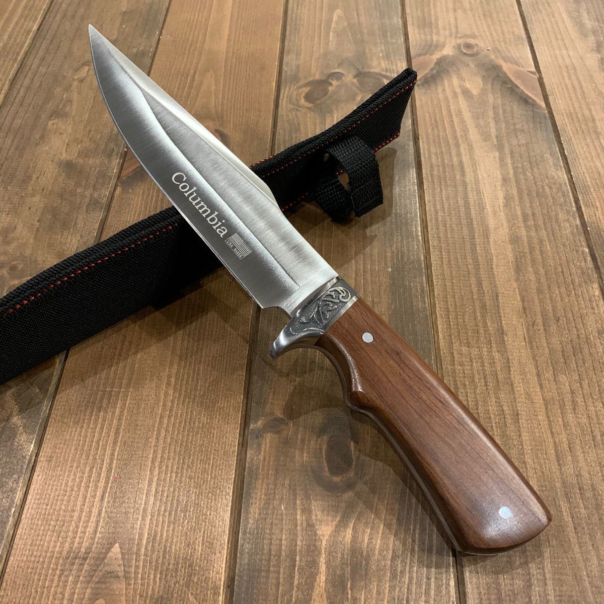A82★COLUMBIA KNIFE 高品質シースナイフ  天然ウッドハンドル 