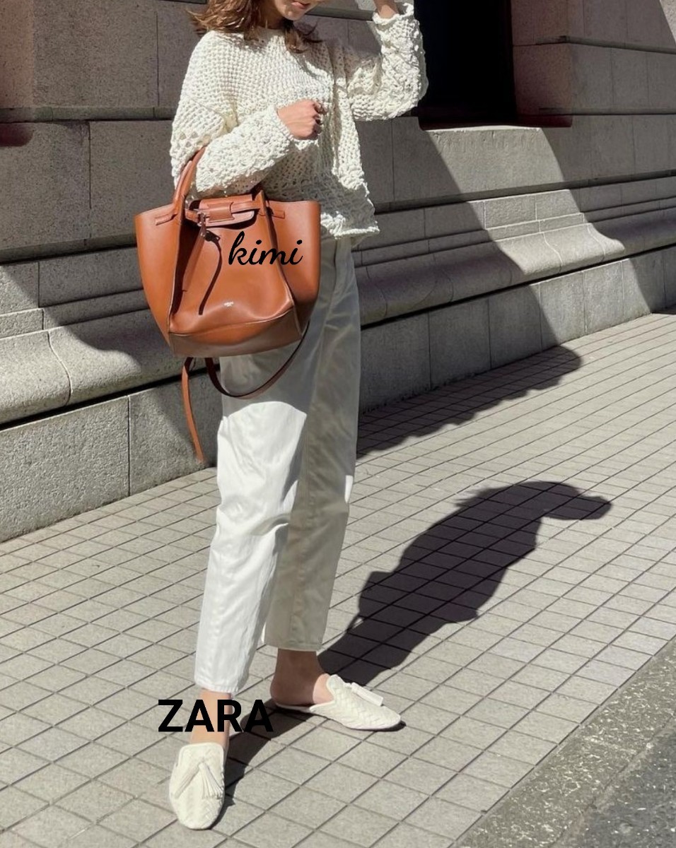 ZARA (36 エクリュ) タッセルメッシュ ミュール バブシュー｜Yahoo