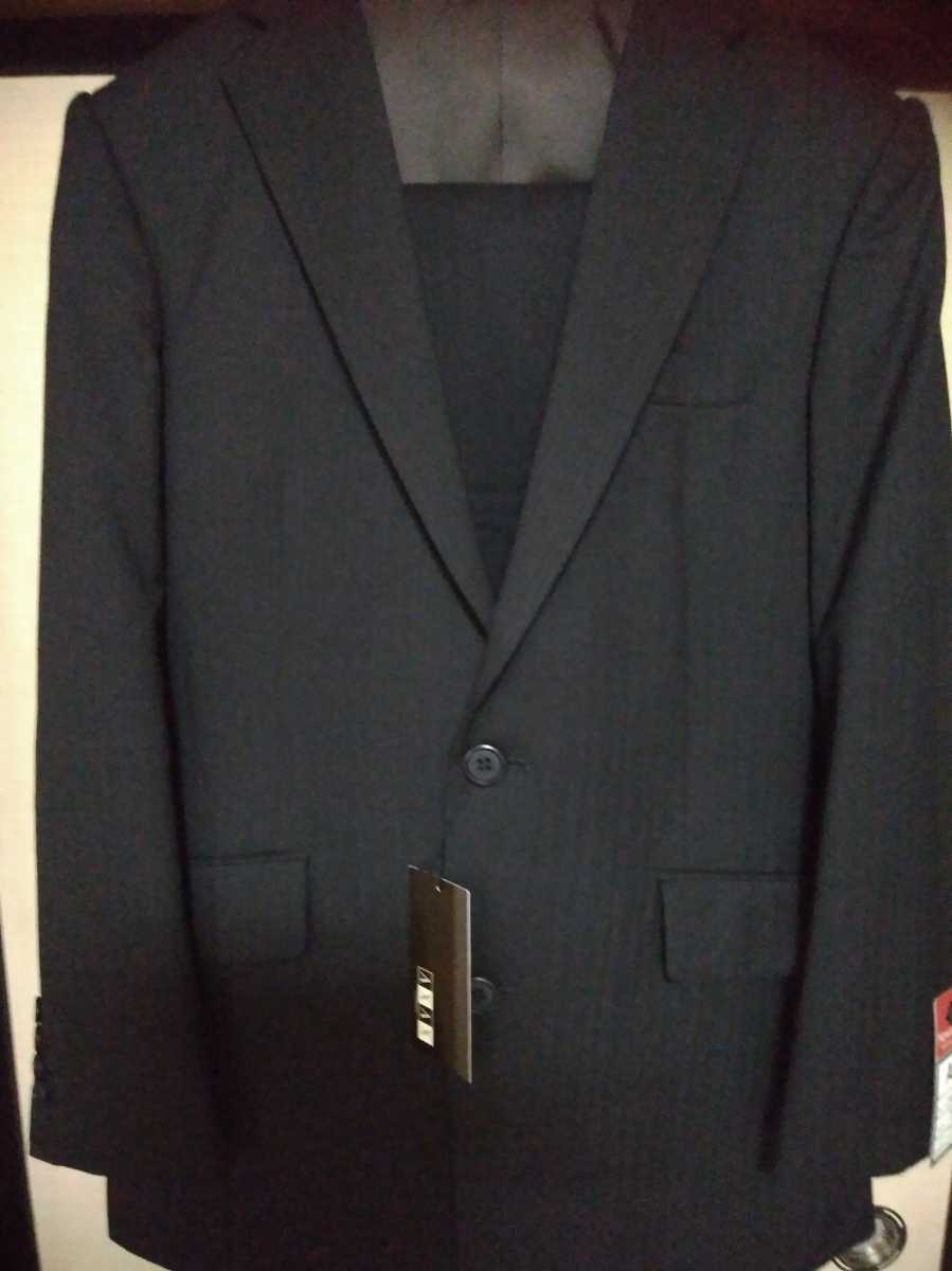 【新品未使用】AXAX HOMME　A4　78　春秋冬　濃灰色　織縞　ノータック　タグ付き　スーツ