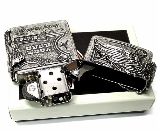 ZIPPO ライター ハーレーダビッドソン ジッポ アンティークシルバー 銀古美 3面大型メタル イーグル HARLEY-DAVIDSON 日本国内限定モデル_画像8