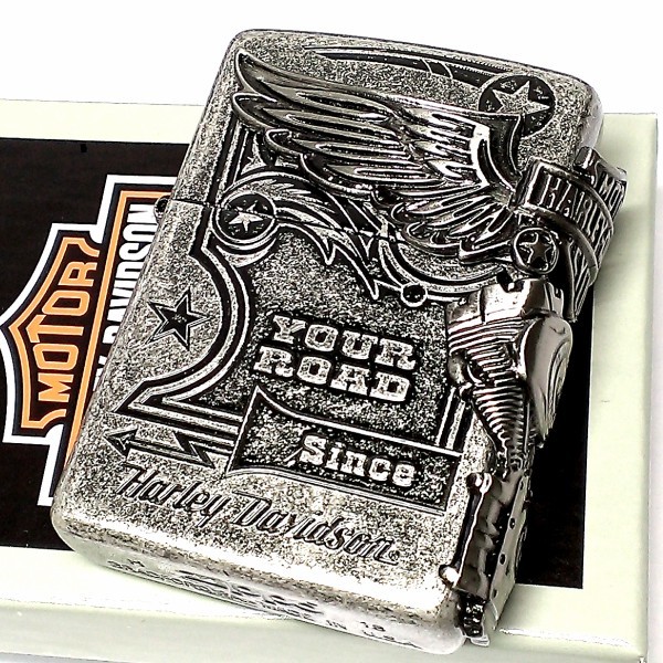 ZIPPO ライター ハーレーダビッドソン ジッポ アンティークシルバー 銀古美 3面大型メタル イーグル HARLEY-DAVIDSON 日本国内限定モデル_画像1