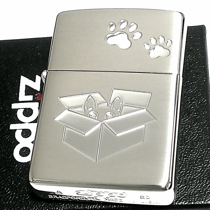 ZIPPO ライター ジッポ ネコ 猫 キャット 可愛い シルバー 肉球 箱入り しっぽ ねこ メンズ レディース プレゼント ギフト