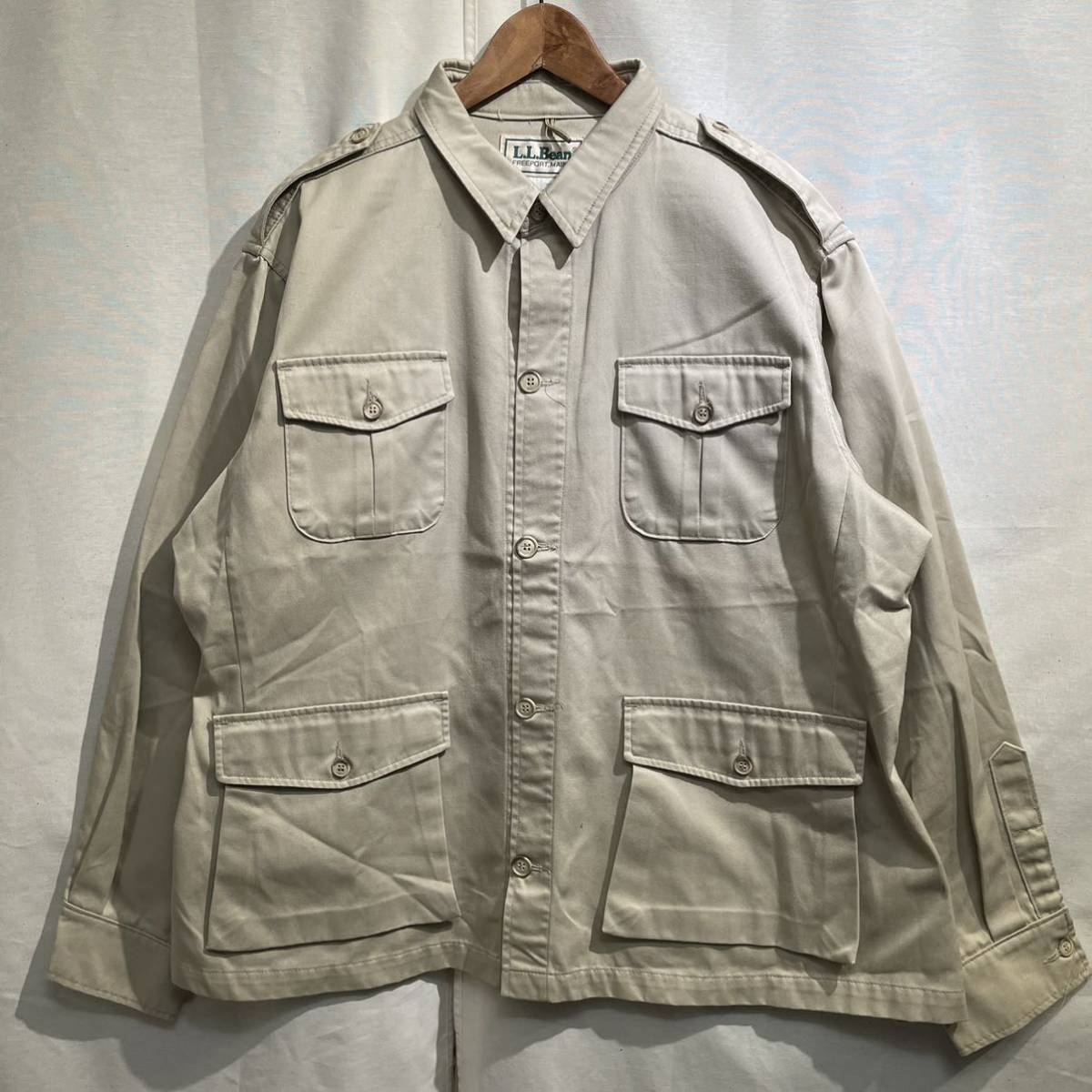 【希少】XL 80s L.L.BEAN サファリジャケット USA製 ビンテージ ワーク ハンティング / ミリタリー フィッシング patagonia 60s 70s 90s