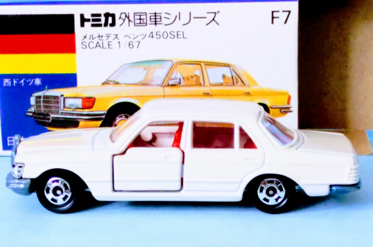 当時もの美品！！ トミカ青箱　日本製　Ｆ７　メルセデスベンツ　４５０ＳＥＬ 　ホワイト