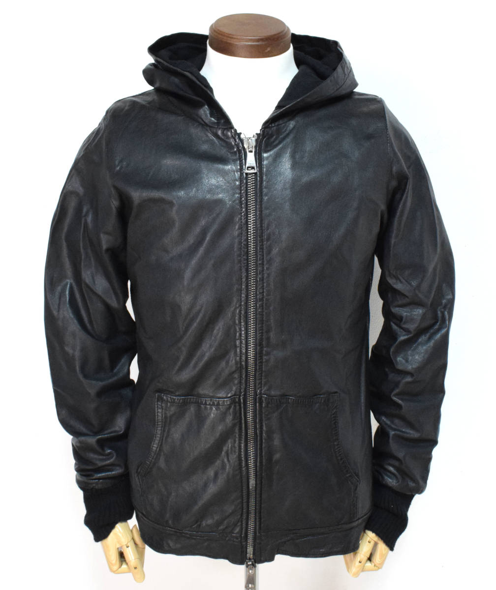  domestic goods Italy made GIORGIO BRATOjoru geo blato sheep leather sheepskin f- dead Zip up leather jacket black 44