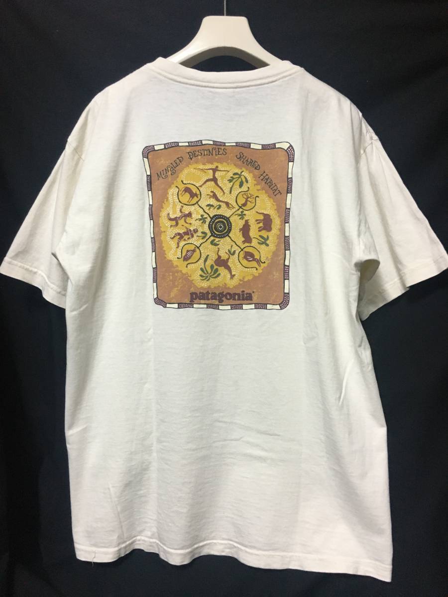 90s USA製 PATAGONIA パタゴニア MINGLED DESTINIES SHARED HABITAT Tシャツ M (L-7-7)_画像1