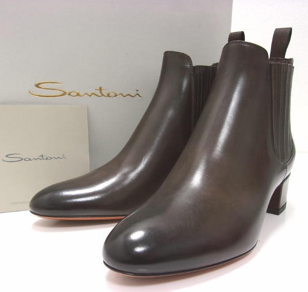  new goods *Santoni* sun to-ni* leather side-gore boots *36* Brown * Italy made * free shipping 