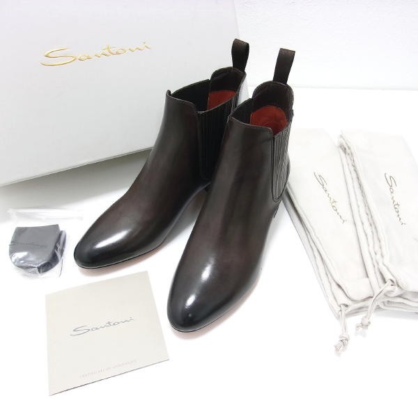  new goods *Santoni* sun to-ni* leather side-gore boots *36* Brown * Italy made * free shipping 