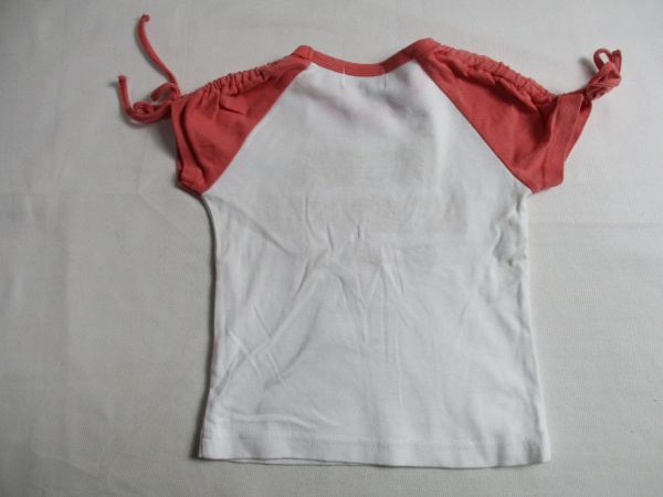 BA730[KUMIKYOKU] Kumikyoku Logo up like short sleeves T-shirt woman . white * orange SS(90-100)