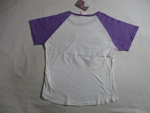 BA912【Peach&Cream】ピーチ＆クリーム　未使用品　ラメプリント　半袖　Tシャツ　女児　白・淡紫　160_画像6