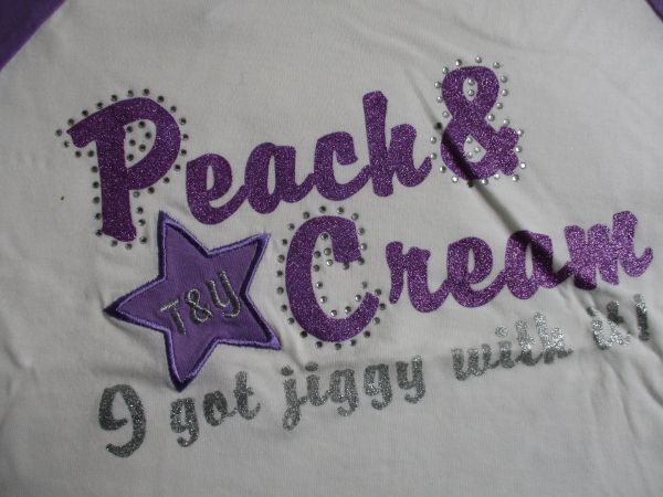 BA912【Peach&Cream】ピーチ＆クリーム　未使用品　ラメプリント　半袖　Tシャツ　女児　白・淡紫　160_画像2