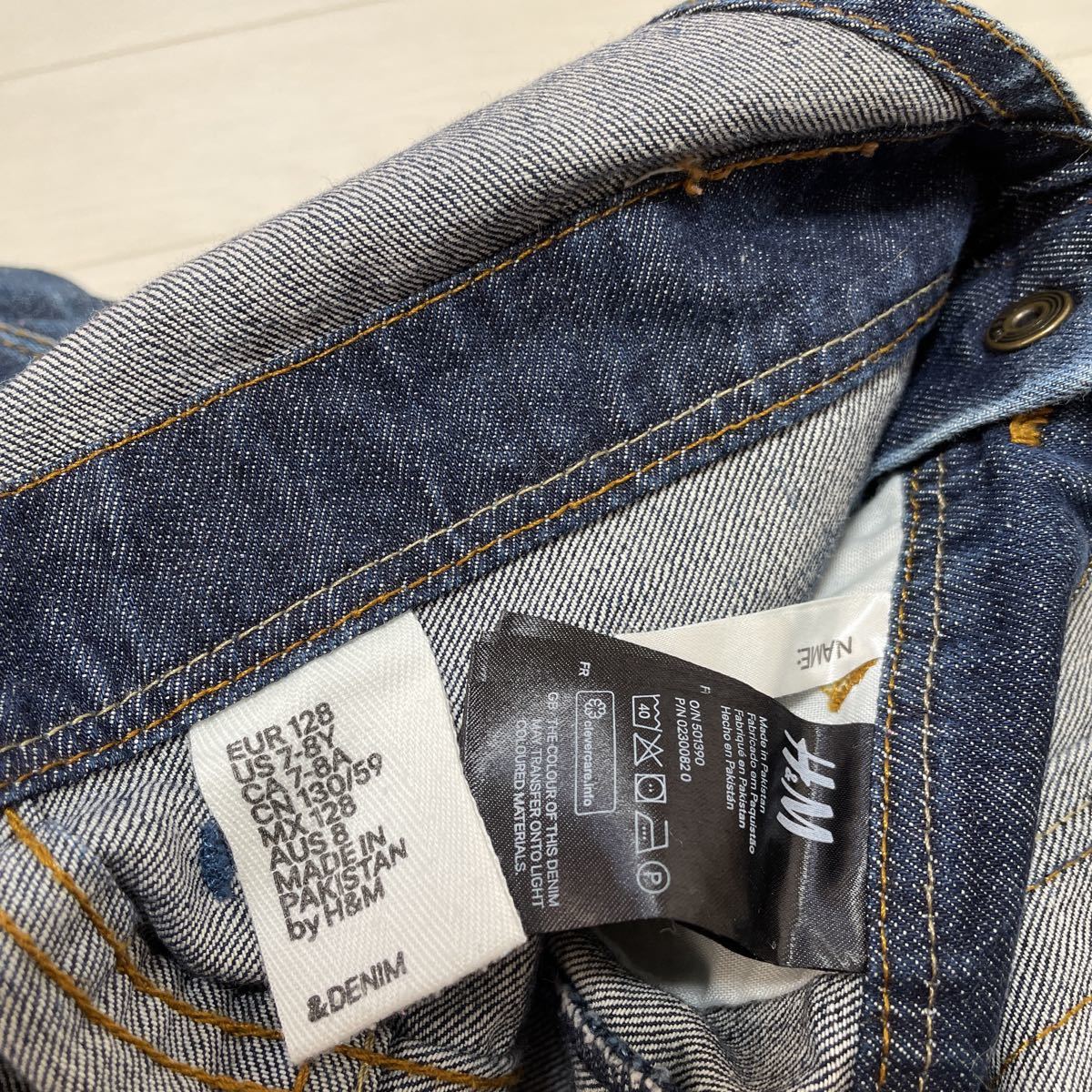 H&M H and M Kids девочка комбинезон Denim комбинезон авария Denim размер 128 прекрасный товар 