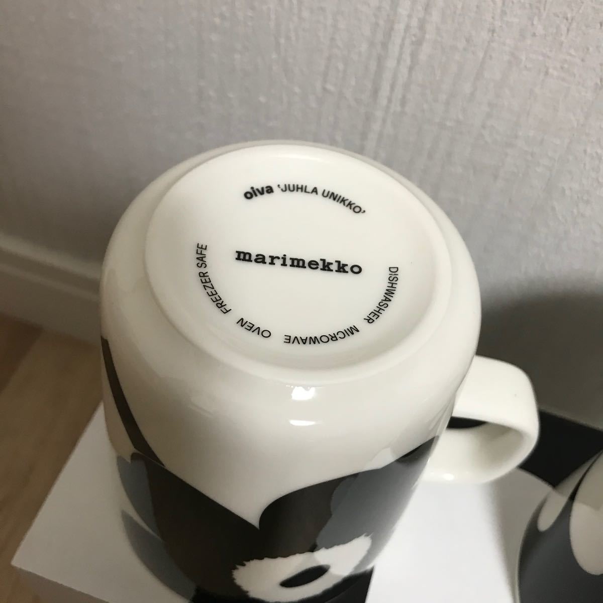 マリメッコ marimekko 70周年記念 マグカップ ペアマグカップ ウニッコ 白黒 限定品