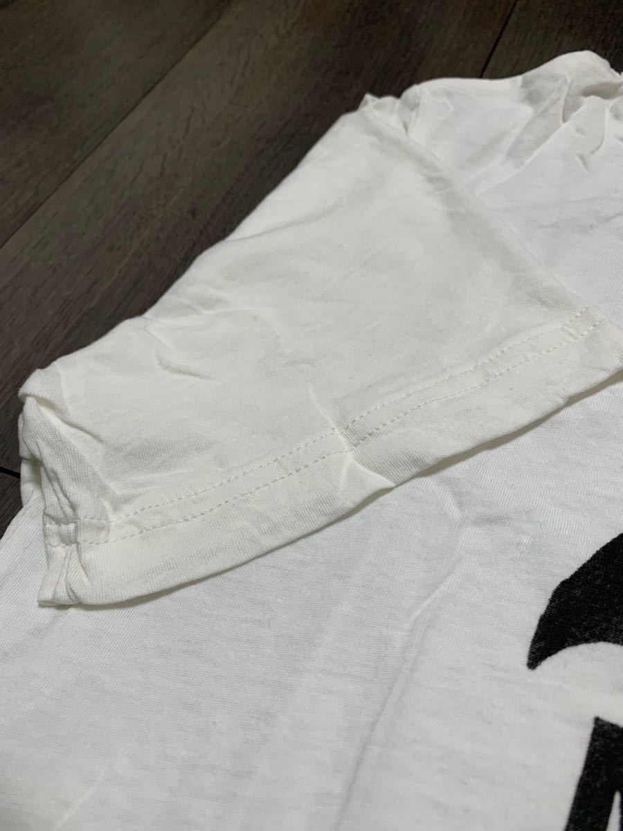 Tシャツ　カットソー　半袖　ホワイト　ロゴ　Lサイズ