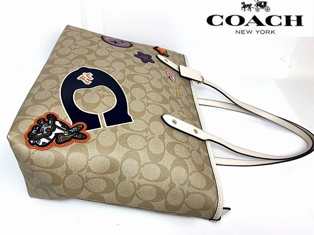 極美品★送料無料★コーチ COACH ヴァーシティ パッチワーク シグネチャー トートバッグ ★使用感無し