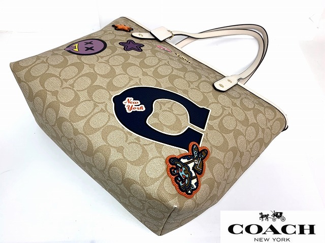 極美品★送料無料★コーチ COACH ヴァーシティ パッチワーク シグネチャー トートバッグ ★使用感無し