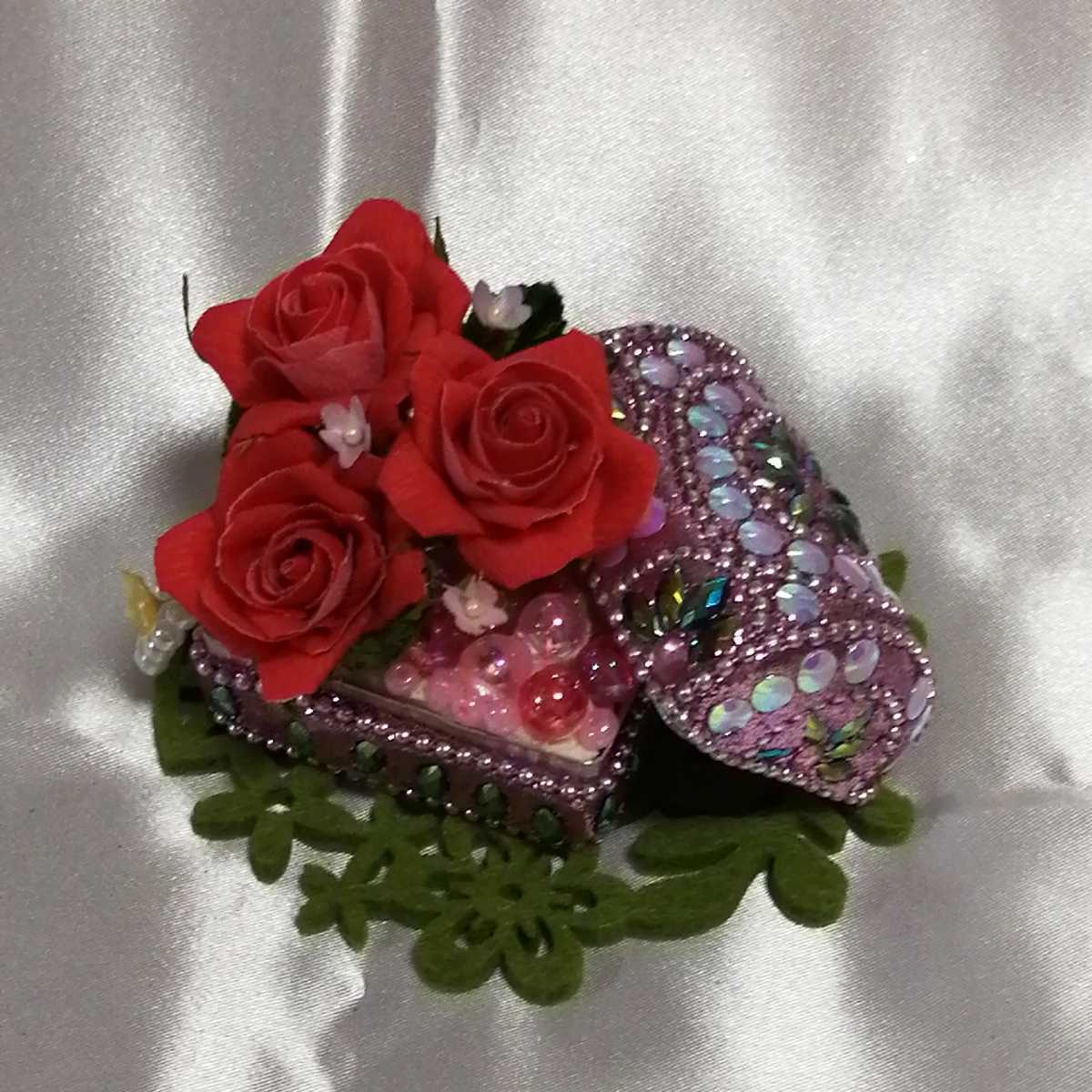 [ handmade ] paper flower 1325 palm size mini rose. gem box *( red × purple case ) paper . type celebration in present!