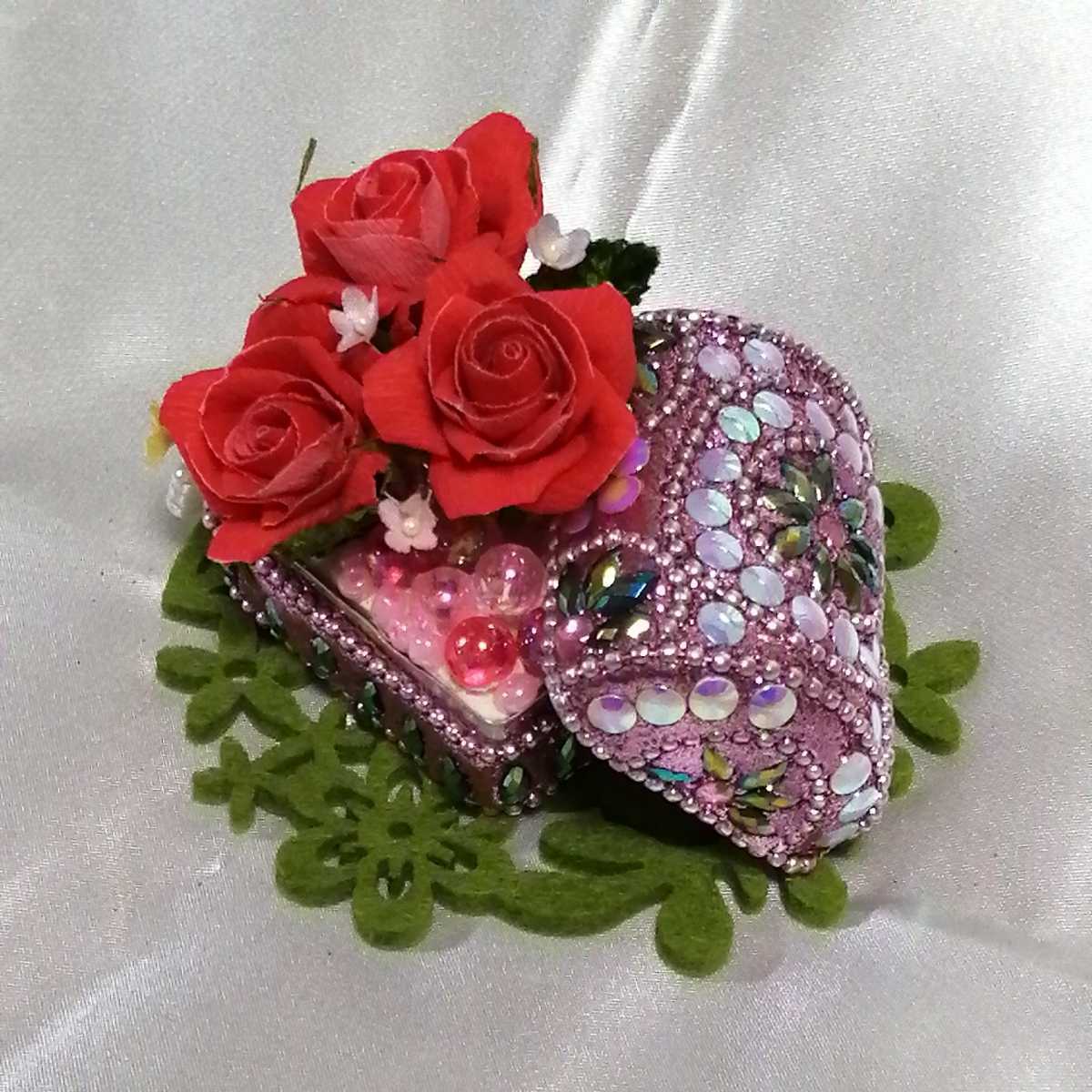 [ handmade ] paper flower 1325 palm size mini rose. gem box *( red × purple case ) paper . type celebration in present!
