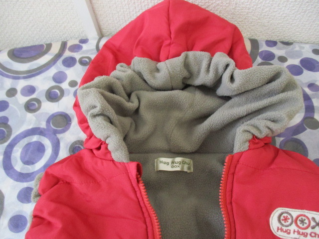 *Hug Hug Chu for baby reverse side f lease with a hood . front fastener the best red 80